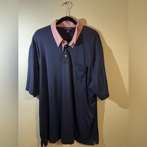Brooks Brothers Men’s Pima Cotton Polo shirt XXL Button down collar navy pink‎